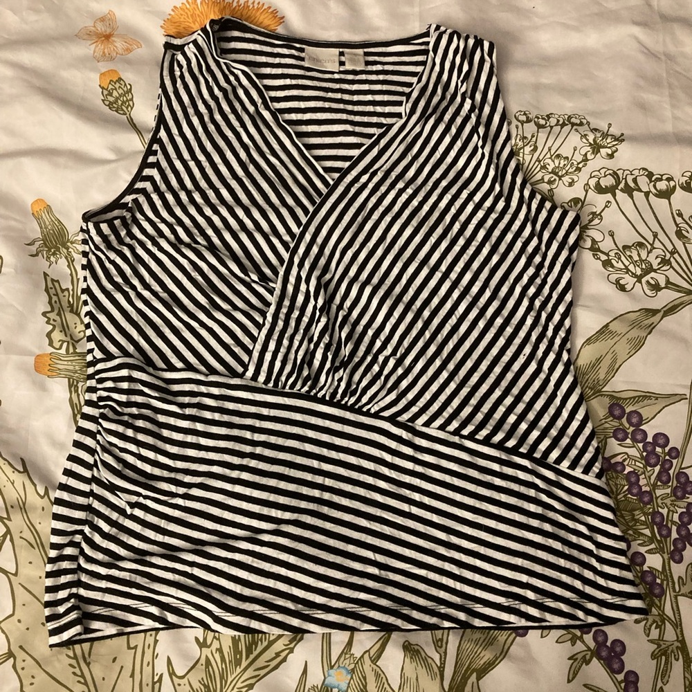 Chico’s Black & White striped tank